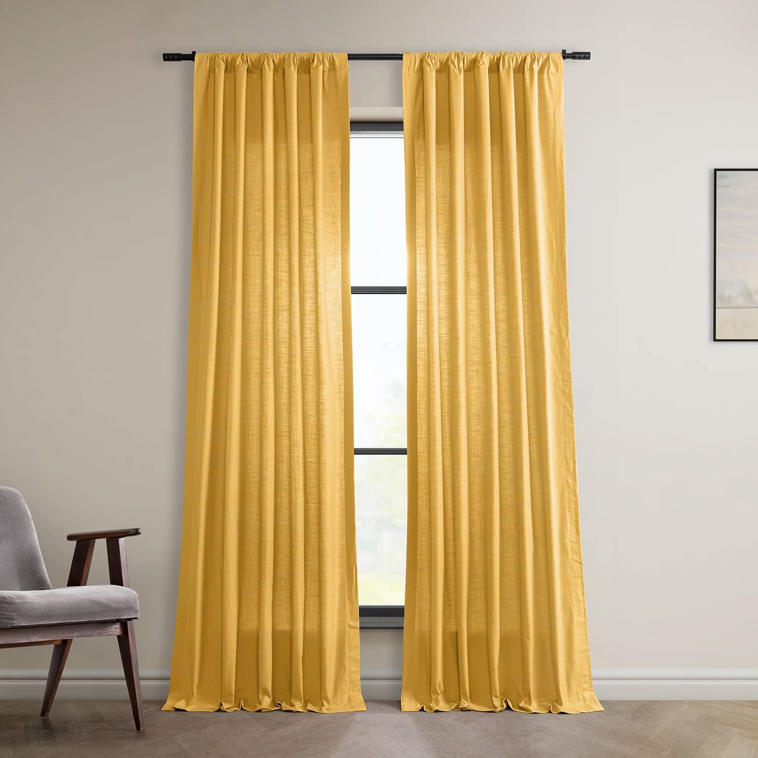 HPD Half Price Drapes Solid Cotton Curtains for Bedroom & Living Room 50 X 96 Dune Textured, DTCC-21112-96 Pair (2 Panel) Ochre
