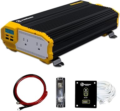 K KRIEGER 2000 Watts Power Inverter 12V to 110V, Modified Sine Wave Car, Dual 110 Volt AC Outlets, DC to AC Converter with Installation Kit Included - ETL Approved to UL and CSA Standards