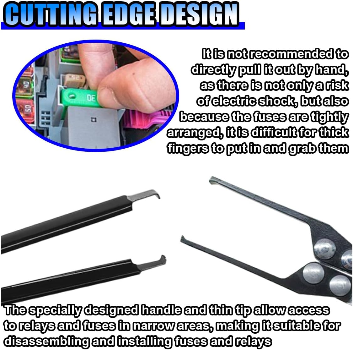 2PCS Automotive Fuse Removal Tool, Fuse Extraction Pliers, Metal Relay Puller Pliers, Car Electrical Disconnect Pliers, Stainless Steel Fuse Puller, Multifunctional Disassembly Clamp Kit (Black)