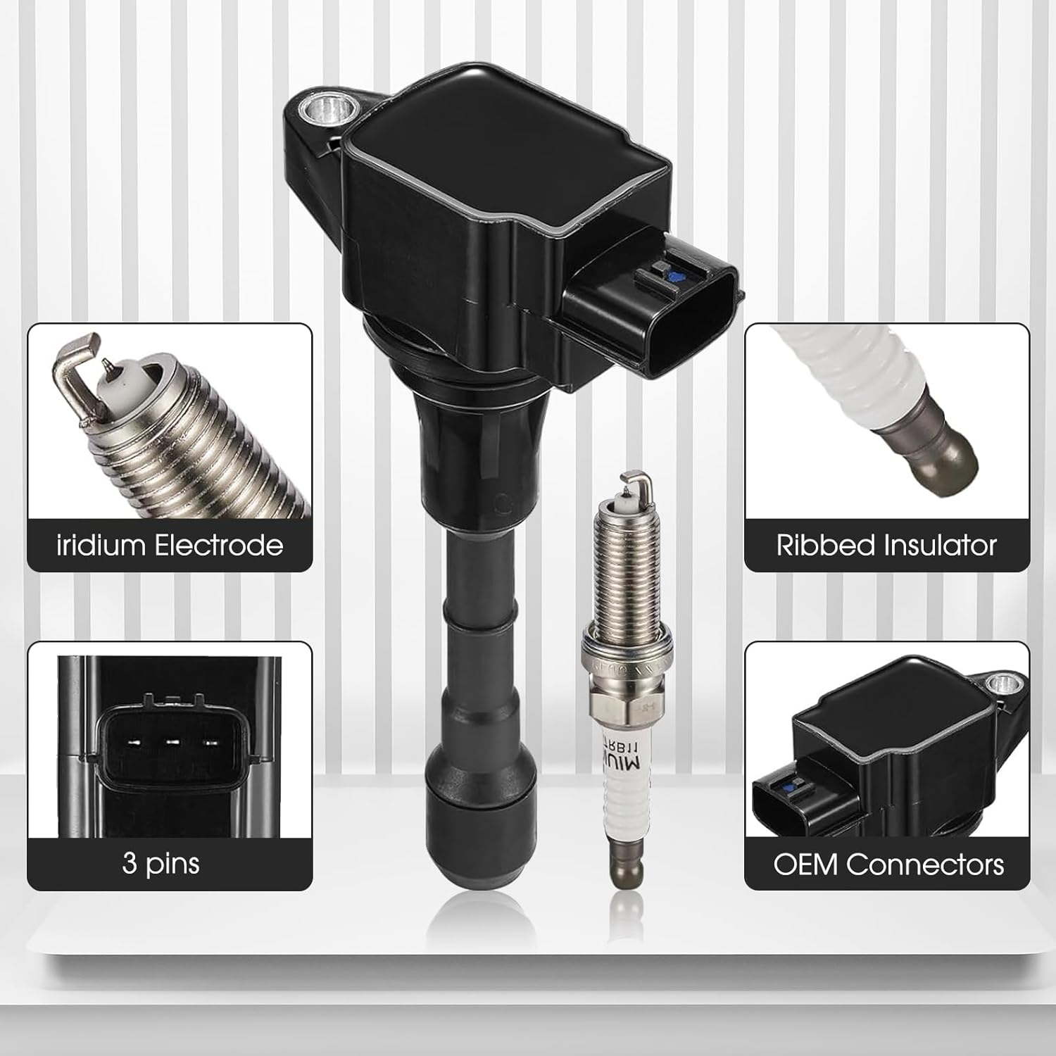 Coil Packs and Spark Plugs Kit - 6 PCS Iridium Ignition Coils Set UF550 & C1406 Compatible with Nissan Pathfinder Altima Maxima Murano Q50 QX60 / Infiniti Q50 QX70 FX35 G37 370Z Q70, 3.5L V6 Engine