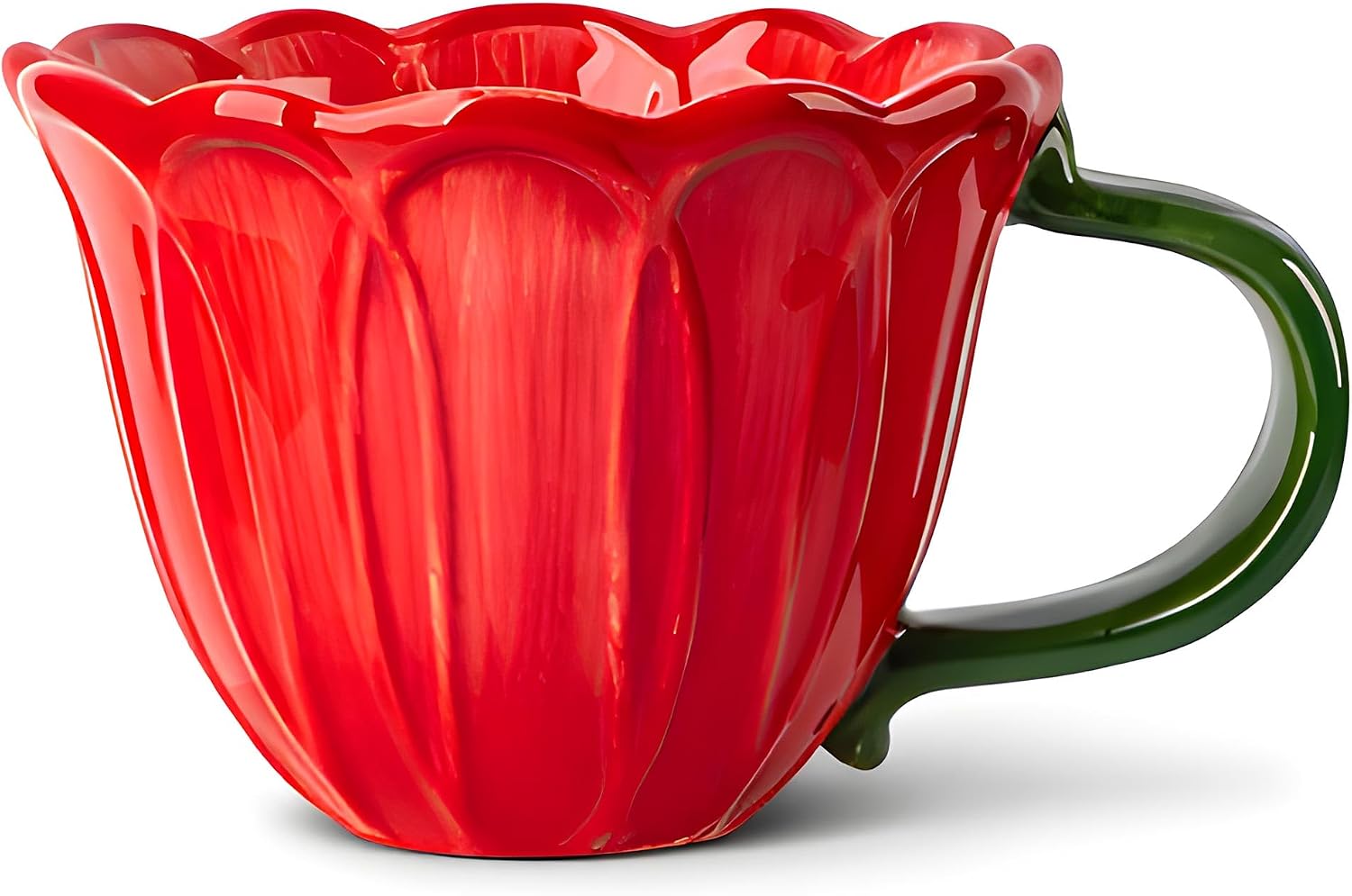 16oz Handcrafted Ceramic Coffee Mug, Crimson Bloom