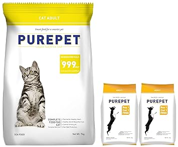 PurePet Adult Dry Cat Food, Seafood 7 Kg. & Smoked Adult Dry Dog Food, Chicken, 1.1 kg (Pack of 2)