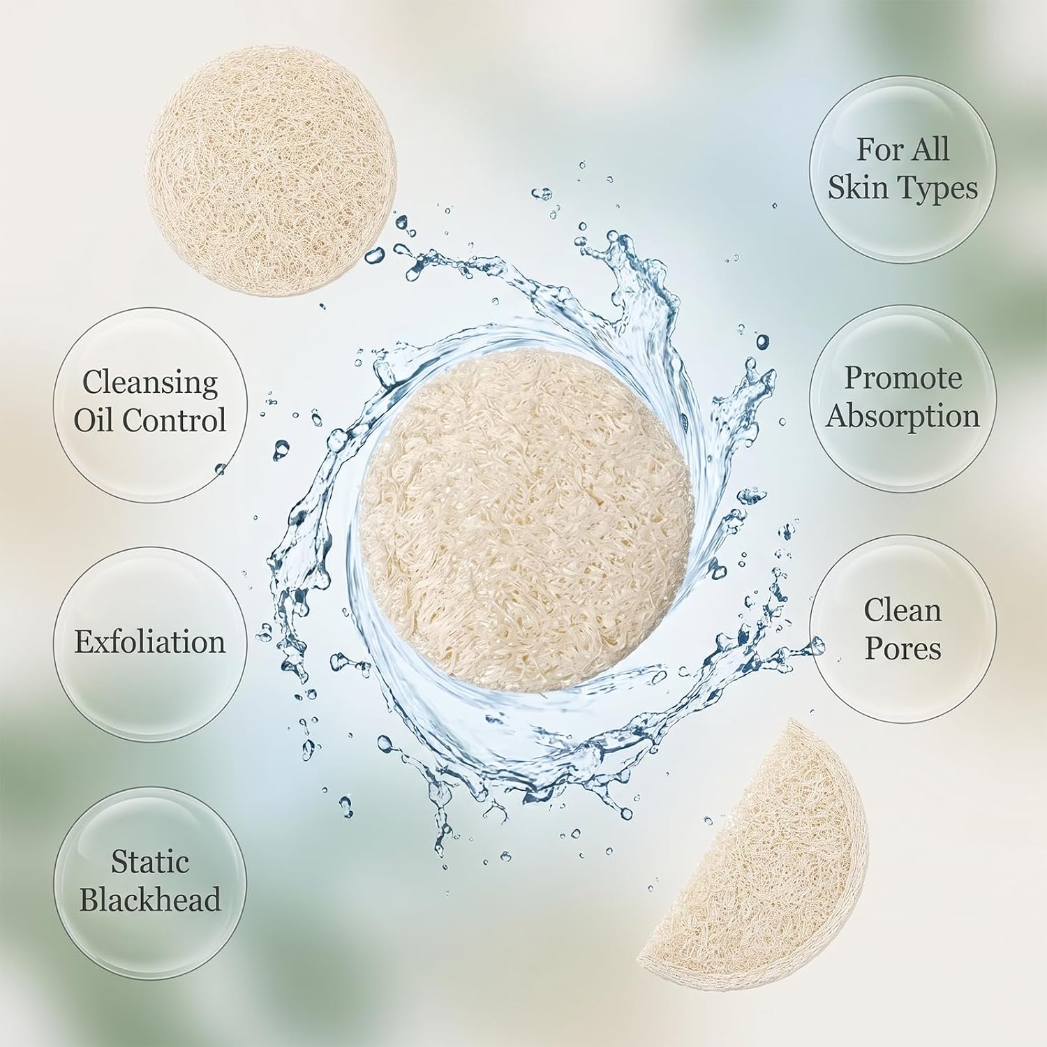 30Pcs Loofah Sponge Pads for Washing Face, Natural Loofah Exfoliating Face Pads Body Scrub Pad Exfoliatings Body Scrub Pad for Bath Shower Skin Cleaning Women Men (2.36 Inch)
