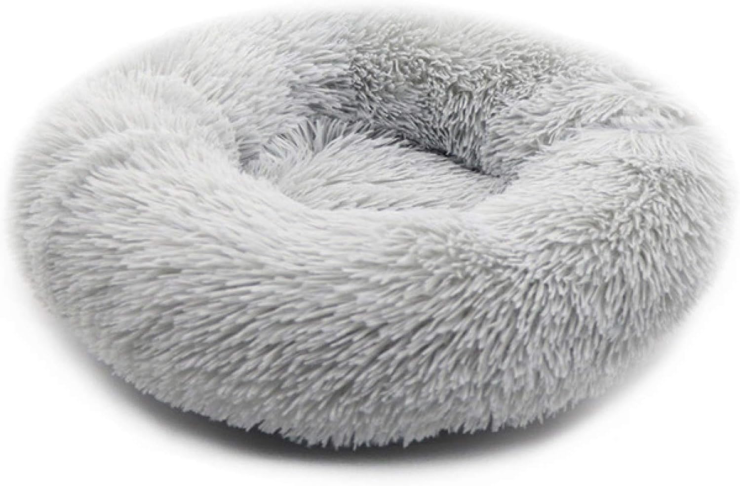 Zheyang メーカー在庫限り品 ペットベッド 犬 べッド 猫 クッション 心を落ち着かせるふわふわ犬用ベッド ラウンドペットラウンジャークッション 小中大型犬と猫用 色 Gray Light Diameter 40cm サイズ 冬の犬の犬小屋の子犬マットペットベッド