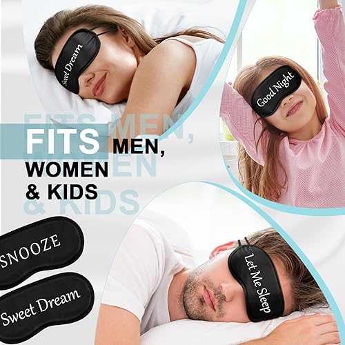 Miniatura 4 de Ramede 60 máscaras divertidas para dormir a granel con correa ajustable, máscara opaca de seda para dormir, suave para los ojos vendados, máscara