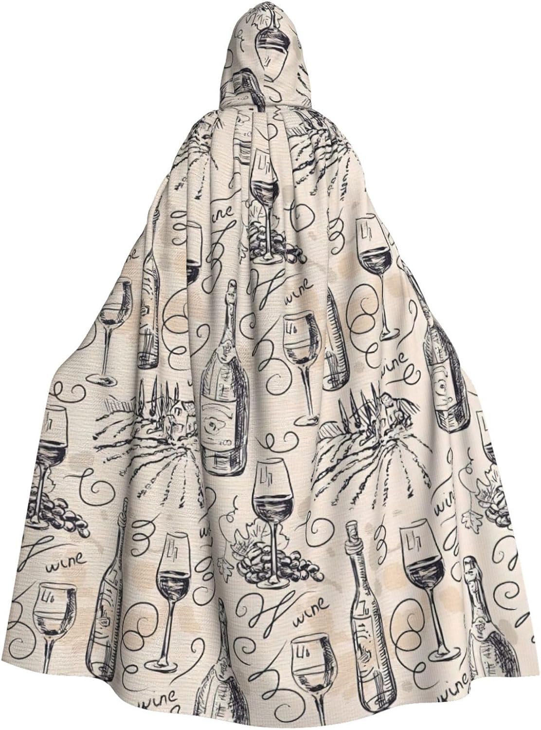 Unisex robes capes Adult Wine and Winemaking Winery Grape Field Print Hooded Cloak for Cosplay Halloween Carnival Costumes