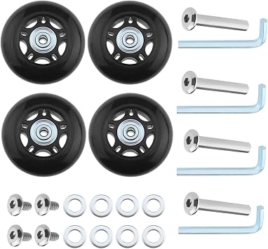SG Store 2 Sets 60x18mm Luggage Wheels with Wrench Axles Suitcase Replacement Wheels Trolley Case Wheels Rubber Swivel Caster Wheels Repair Tool Kit