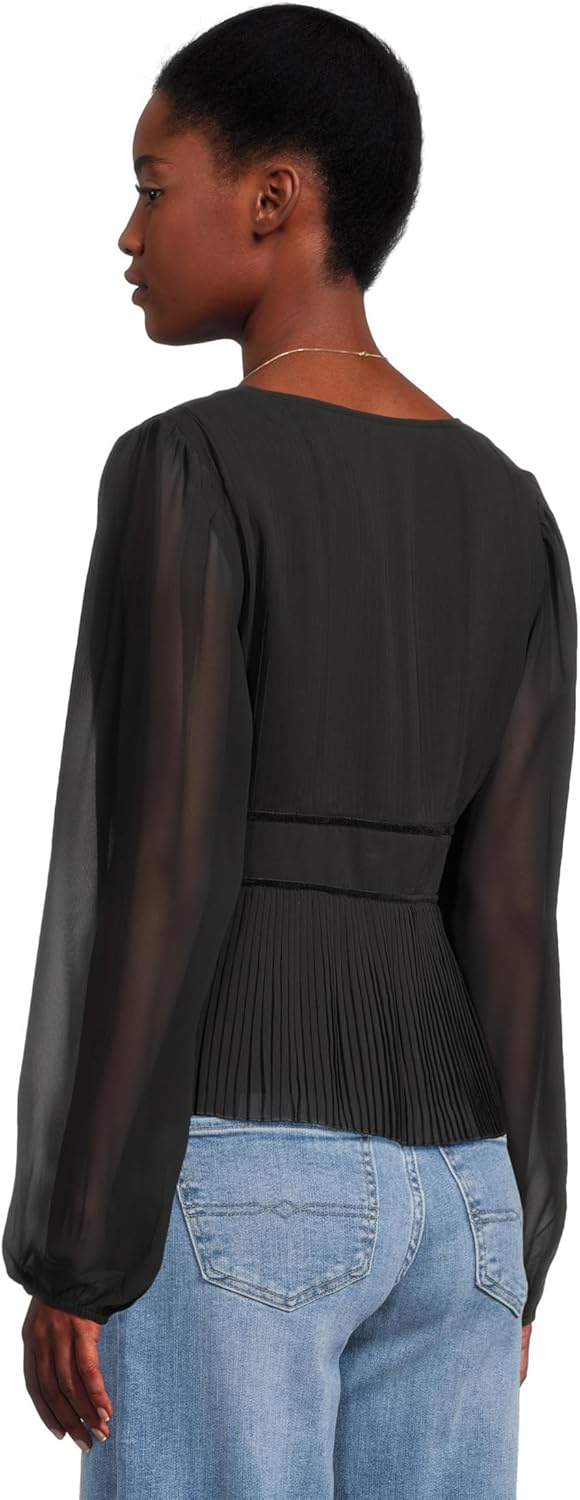 Lucky Brand Womens Long Sleeve Pleated Top - Image 4