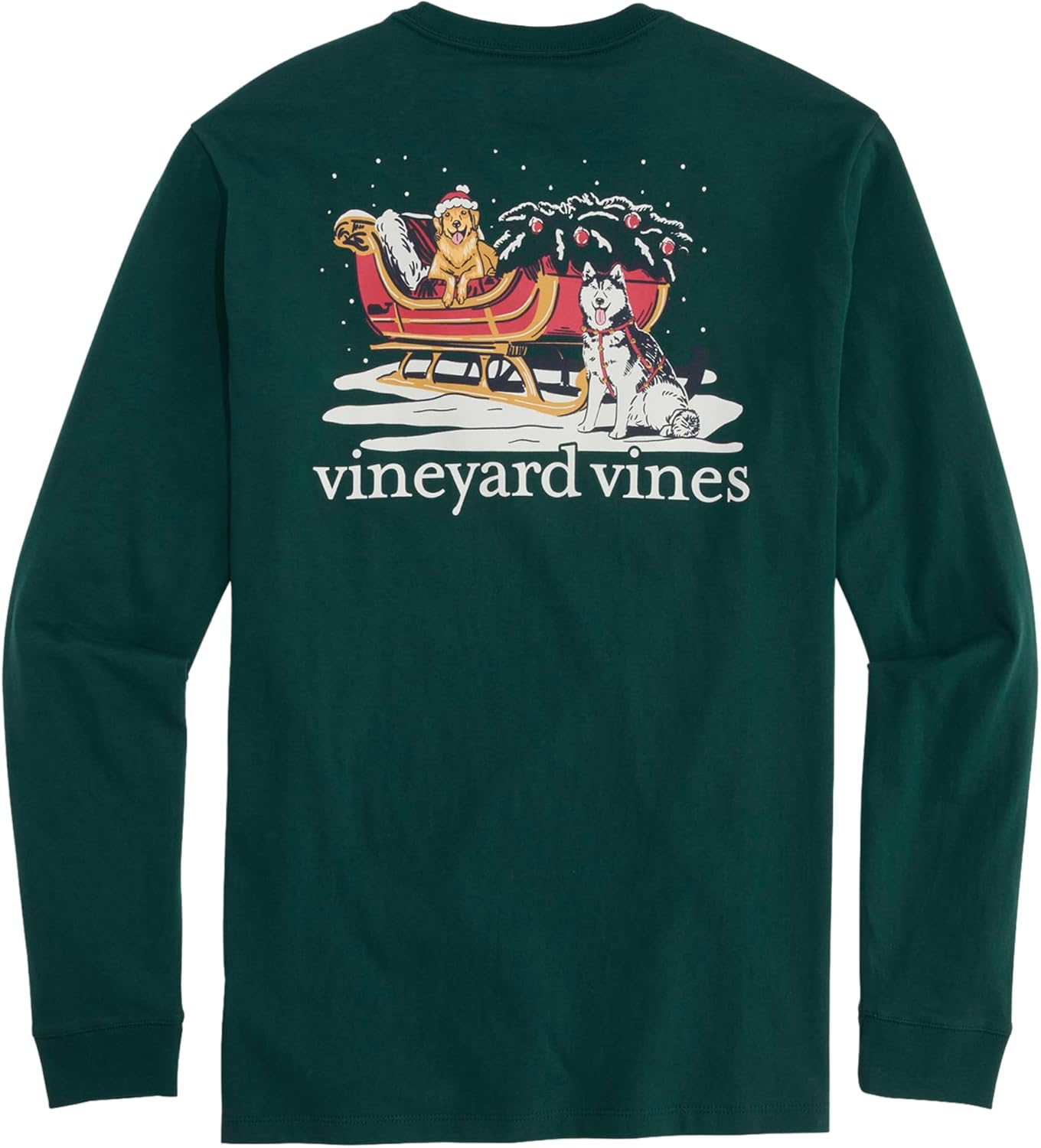 Vineyard Vines Men's Sleigh Dogs Long-Sleeve Pocket Tee