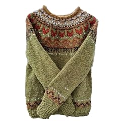 Women Knitted Fair Isle Print Retro Sweater Casual Loose Crewneck Long Sleeve Jumper Lightweight Cropped Pullover Tops