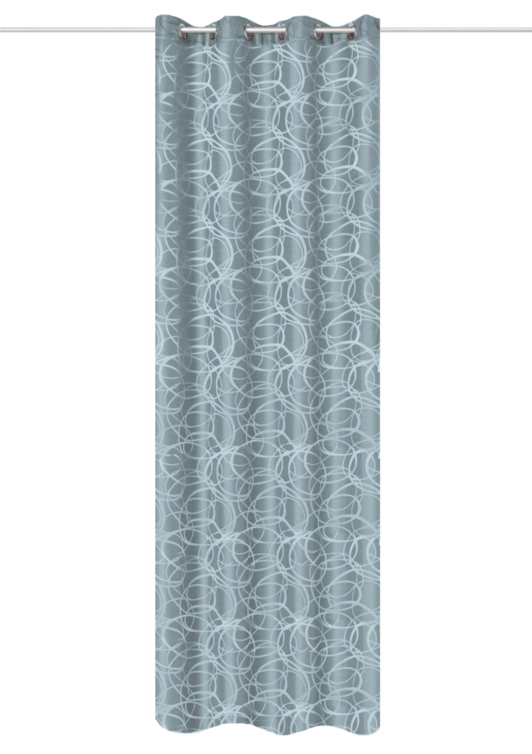 HOME WOHNIDEEN Lenny Eyelet Curtain with Circles Jacquard Pattern, 245 x 140 cm, Opaque, Colour: Blue, Size: 245 x 140 cm, Quantity: 1