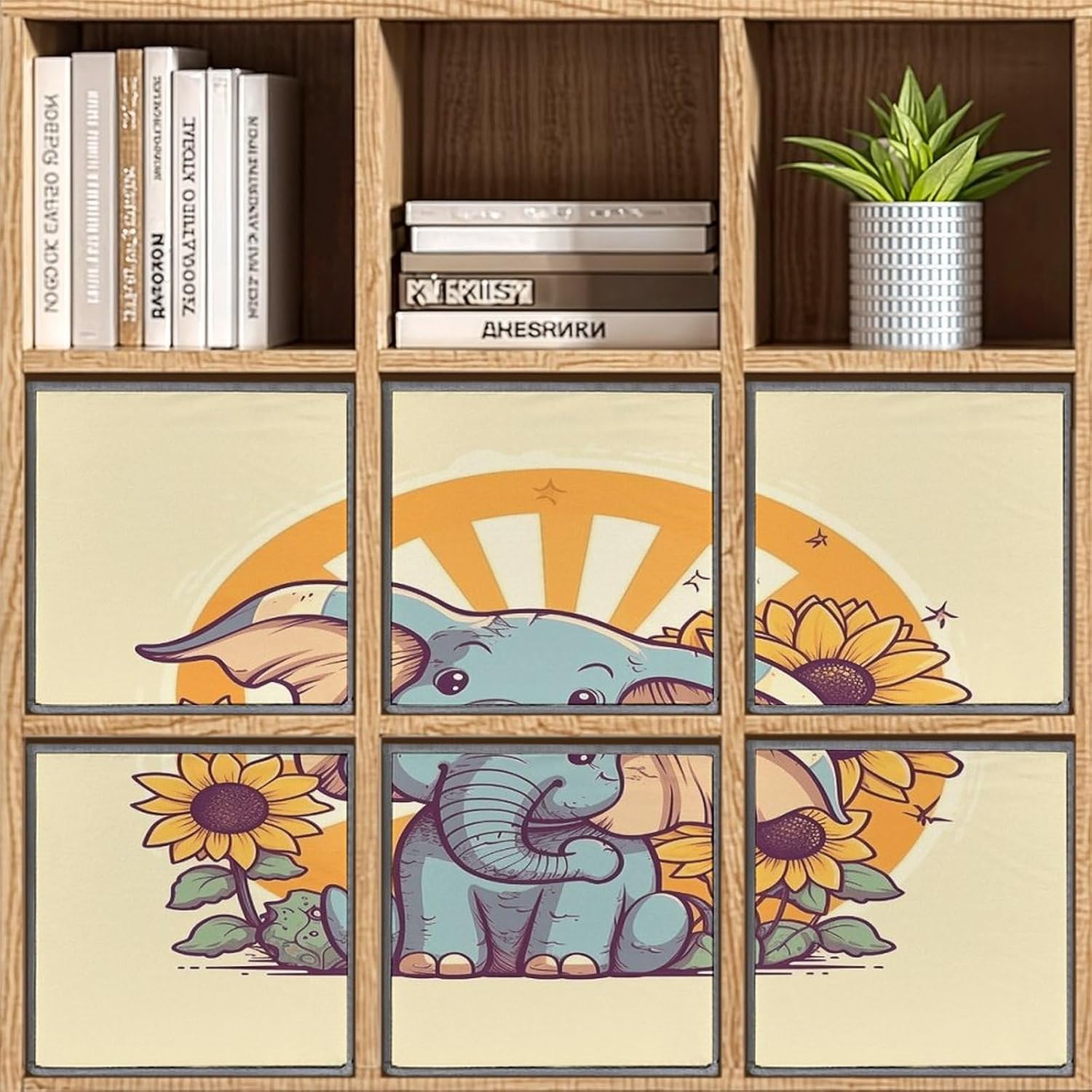 Multi Use Organizer Bins, Cheery Elephant Printed Storage Bins, Foldable Storage Baskets Are Suitable For Bedrooms, Offices, And Cars