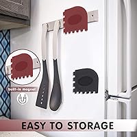 Vista 4 de TMEDW Raspador de plástico, herramienta raspadora de hierro fundido, raspador de cocina para limpiar sartenes, sartenes y planchas, imán integrado