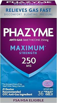 Phazyme Maximum* Strength Anti-Gas 250 mg Simethicone Fast Gels, 36 Count