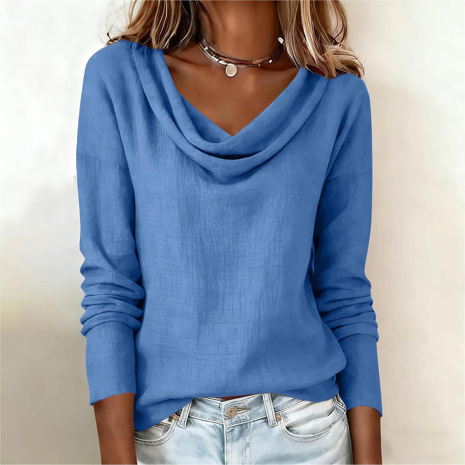 Women Cotton Linen Shirts Fashion Temperament Drop Pleated Collar Long Sleeves T-Shirts Spring Summer Blouse Tops