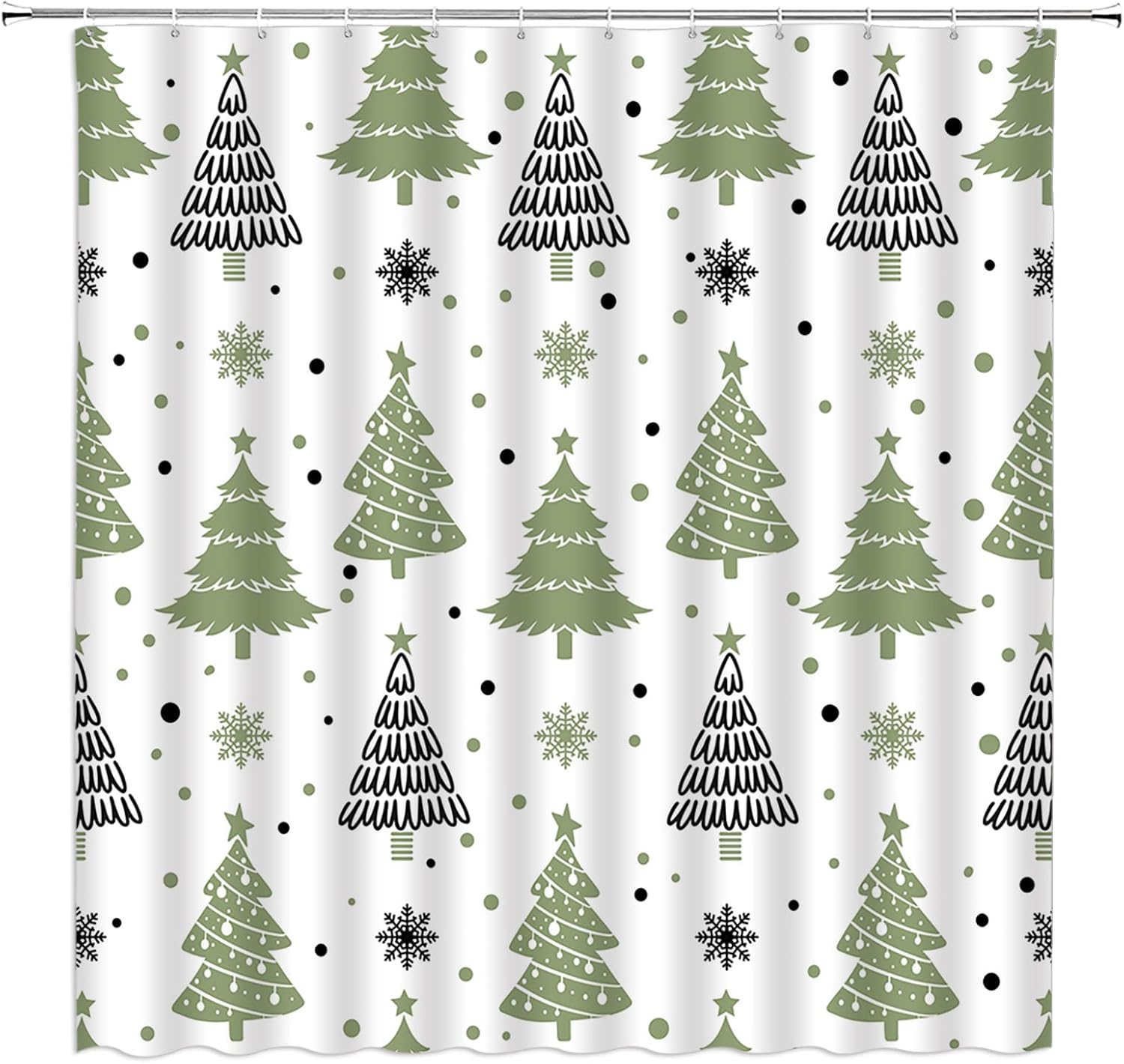 GCTNBJL Christmas Shower Curtain Pink Black Christmas Tree Snowflake Cute Cartoon Winter Holiday Merry Christmas 70x96(WxH) Inches Bathroom Decor Fabric Curtain with Hooks