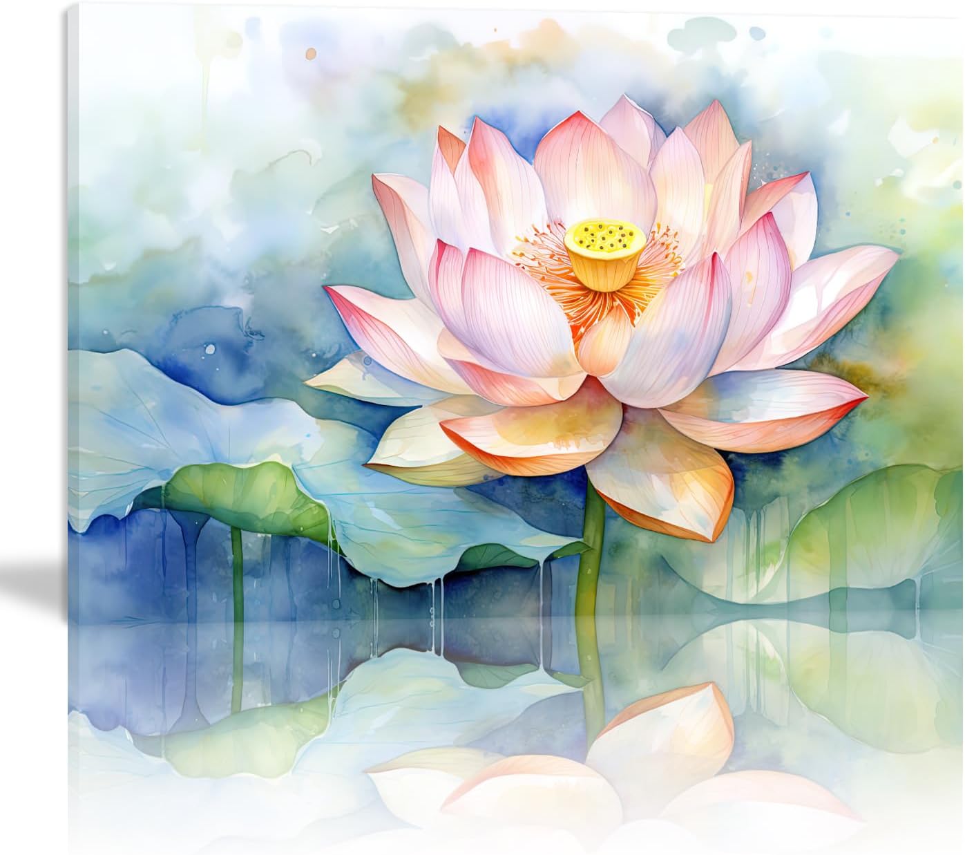 MODOJOART Buddha Canvas Wall Art, Golden Zen Statue with Pink Flowers Poster Painting Motivational Buddha Picture Canvas for Living Room Bedroom Decor(Artwork-08, 18"x12")