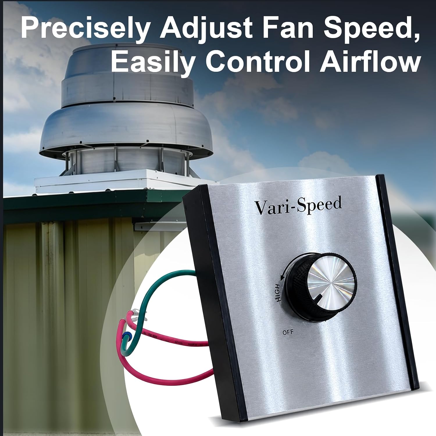 Variable Speed Controller for Ventilation Fans, Rotary Fan Speed Control with On/Off Switch, Wall Mount Motor Speed Regulator (6)