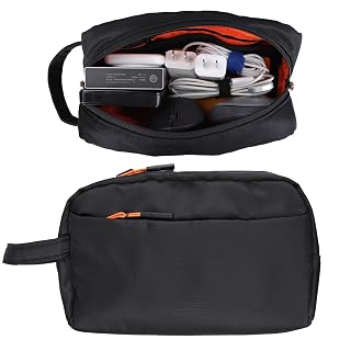 Teskyer Cable Organizer Bag - Portable, Waterproof, Large Capacity, Travel Organiser, Travel Accessories, 23 x 14 x 7 cm, Black - Amazon product rated Grade A