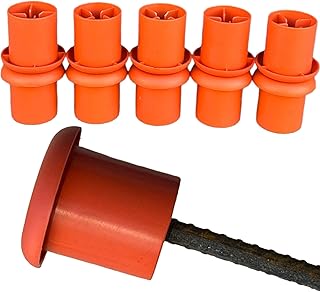 Rebar Safety Caps #3 (10 Pack) – Heavy-Duty Orange Mushroom Caps for Construction Rebar Protection, Prevent Injuries, Durable Plastic