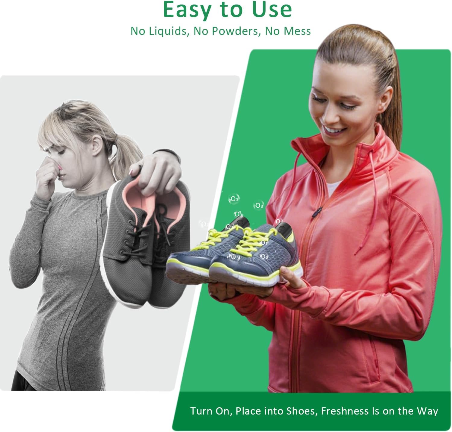 Shoe Deodorizer Rechargeable Ozone Tech Eliminates Odors in All Footwear, Auto Shut-Off Durable Freshener
