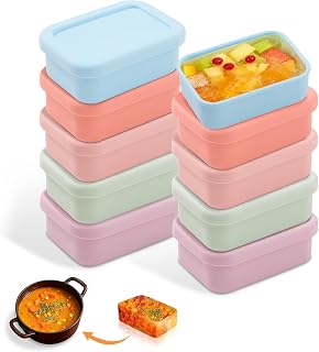 Silicone Soup Freezer Molds with Lids - 10 PCS Rectangle Food Freezing Trays, Reusable 250ml Containers for Broth, Sauce, Stew, Meal Prep & Food Storage, 5 Assorted Colors