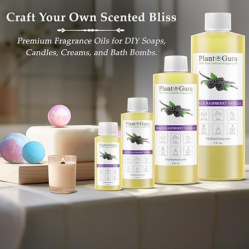 Miniatura 4 de Aceite aromático de vainilla de frambuesa negra, 4 onzas líquidas, aceite perfumado para hacer jabón, velas, bombas de baño, mantequillas