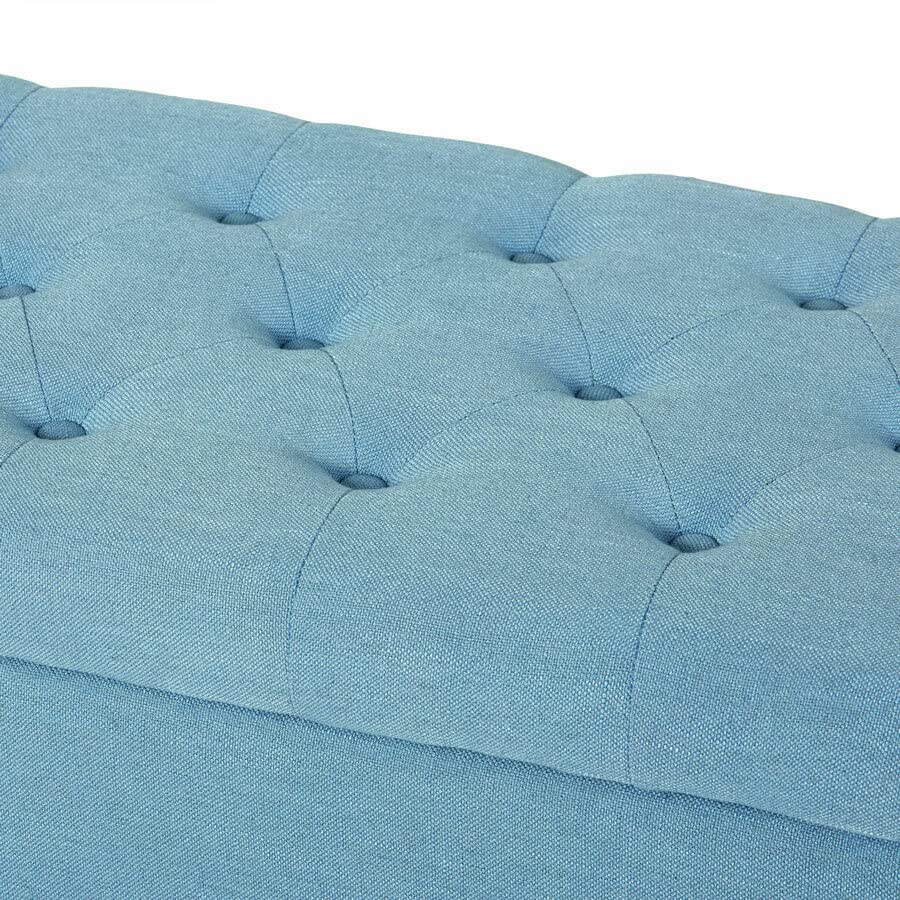 Image of MODERN WAVE Ashlee 50 inch Large Fabric Upholstered Flip Top Storage Bench 3 Seater Sofa Couch Pouffe Sofa Bench Ottoman for Living Room, Bedroom, Office. (Teal)