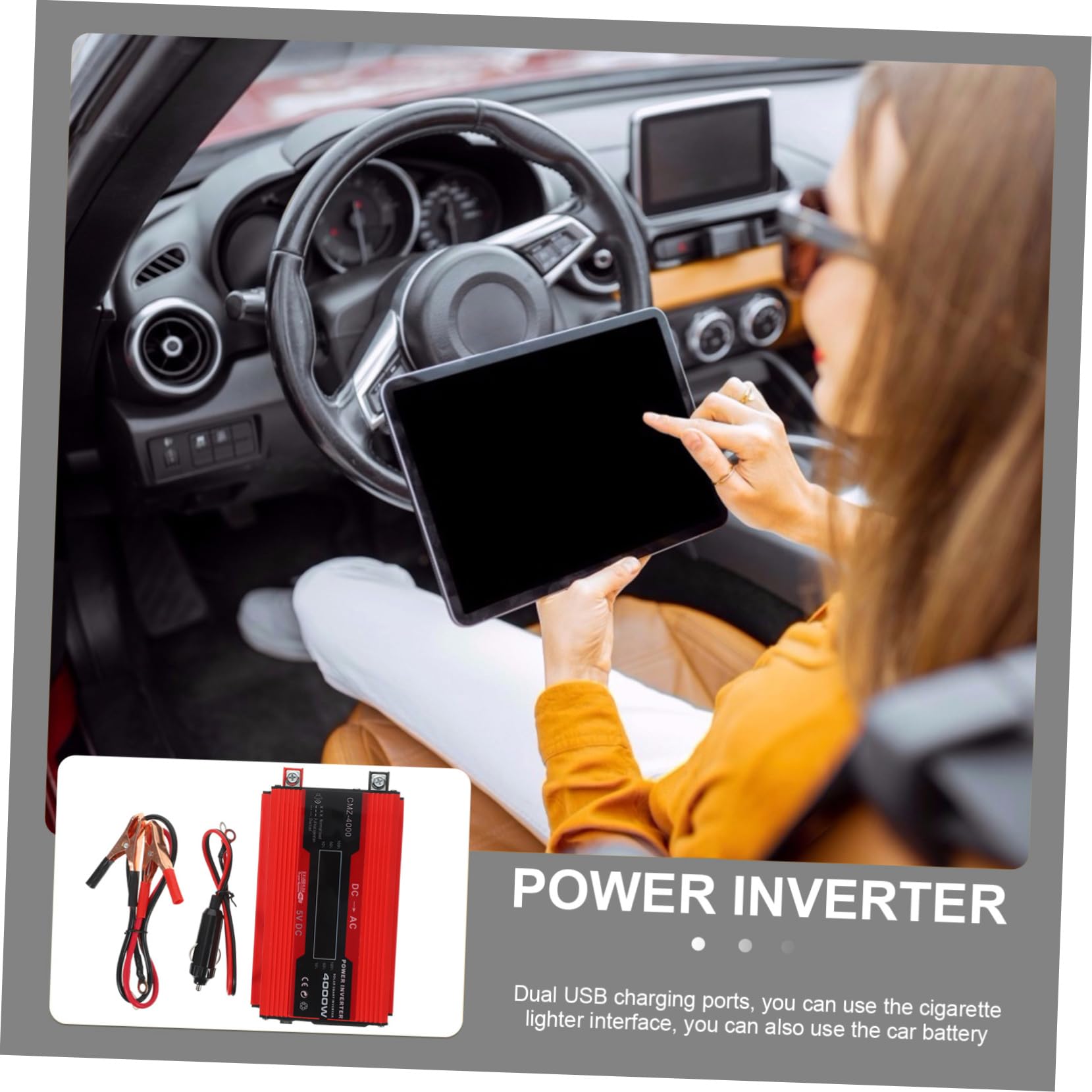 Gatuida 1set Inverter Per Auto Con Display Digitale Lcd Doppia Porta Usb Ventola Di Raffreddamento Intelligente Per Camper e Viaggi Su Strada