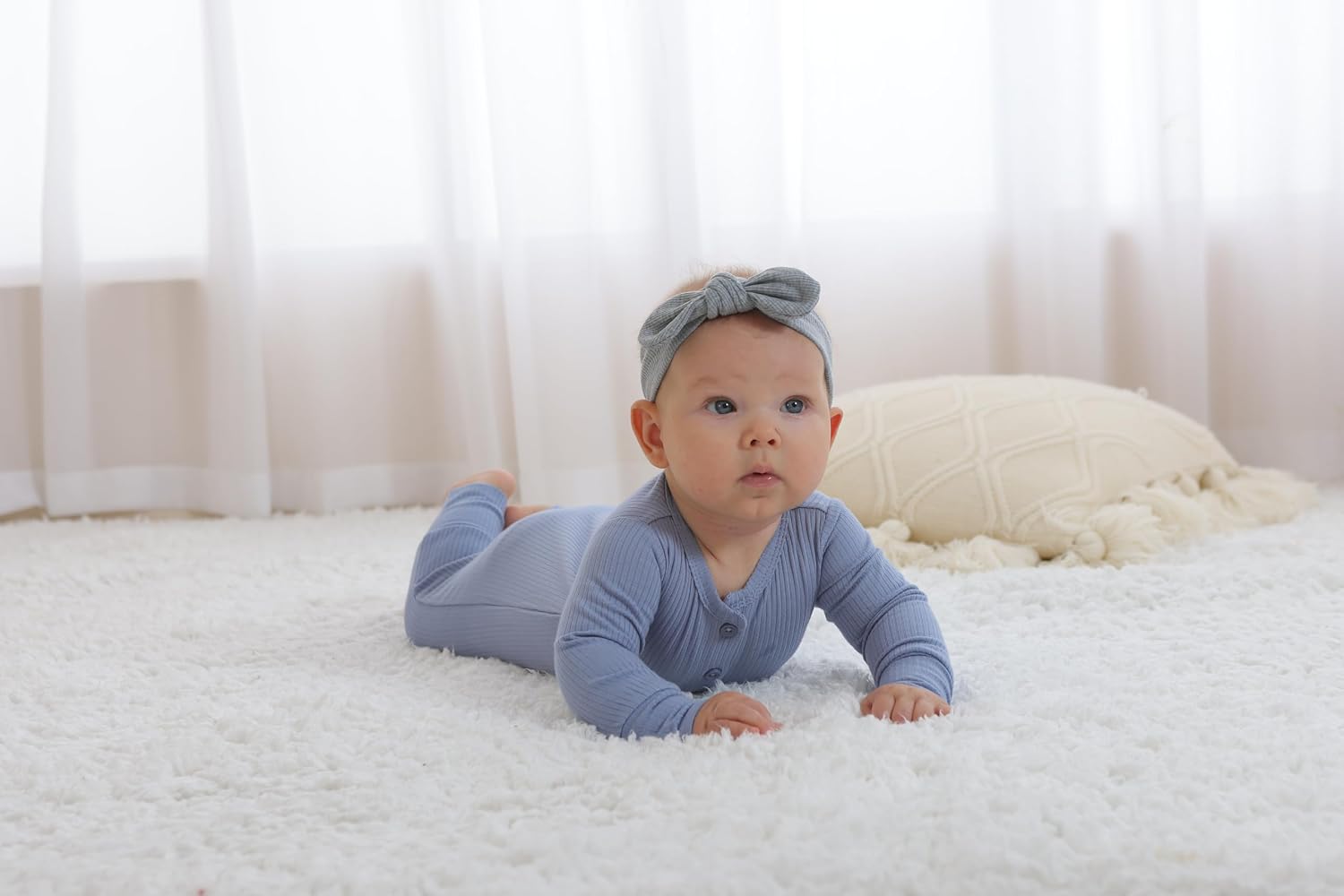 GUISBY Long Sleeve Baby Footless Pajamas with Buttons Cotton Sleepers with Zipper 3-Pack