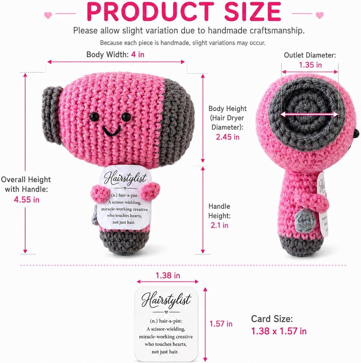 Crochet Hair Dryer Doll for Hairstylist Gifts image 4