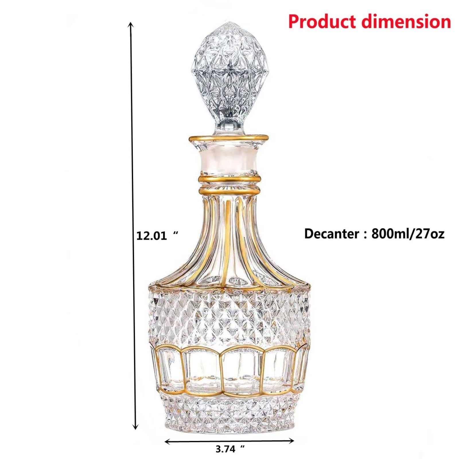 Decanter per Vino Rosso Whisky Decanter con incisione a diamante, elegante bottiglia di liquore in vetro for arredamento Decantatore