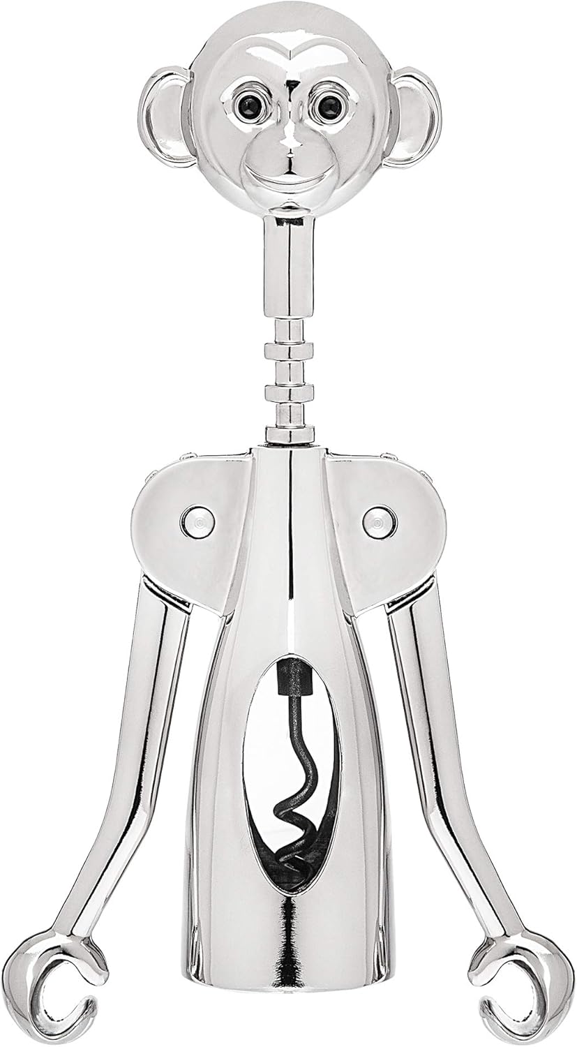 Godinger Monkey Head Corkscrew Wine Cork Bottles Opener and Beer Cap Remover