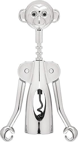 Godinger Abridor de botellas de corcho de vino y sacacorchos de cabeza de mono y removedor de tapa de cerveza