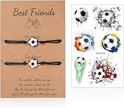 Set of 2 Football Bracelets, 1 Football Tattoo Sticker, Braided Football Bracelet, Friendship Bracelet, Adjustable Bracelet, Gift for Fans
