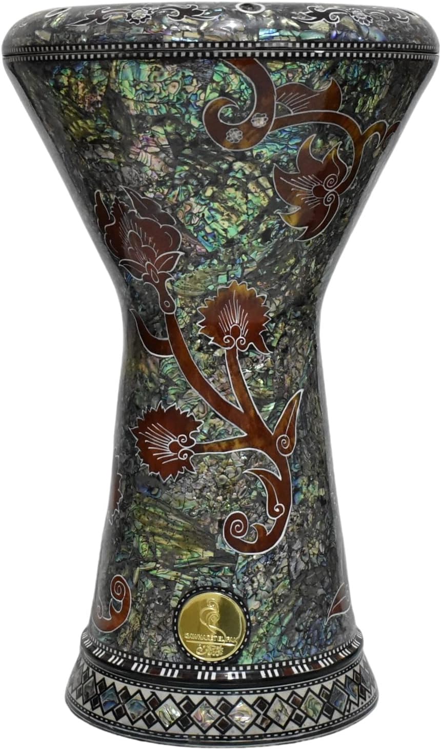 Darbuka doumbek drum tabla 18.5/19 inch inlaid mother of pearl with free bag (Magic Garden (Blue pearl) 19")