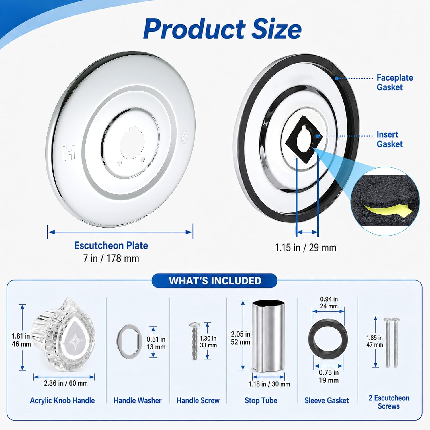 Shower Trim Kit Compatible with Moen T470 Chateau Shower Trim Kit, 1225 Cartridge trim kit Compatible with Moen Single Handle Tub/Shower Standard Valve, Escutcheon, Tubes and Handle (Chrome)