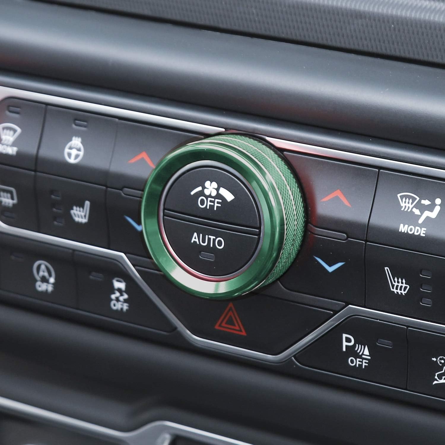 JeCar Air Conditioner Switch Knob Cover Aluminum Alloy Radio Knob Trim Cover Compatible with Jeep Wrangler 2018-2023 JL JLU & 2020-2023 Gladiator JT with Specific Dial Panel, Green