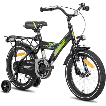 Hiland 16/18 Inch Children's Bicycle for Boys Children from 5 6 7 8 Years with Rear Seat/Pannier Rack Stabilisers Handbrake and Back Pedal Brake