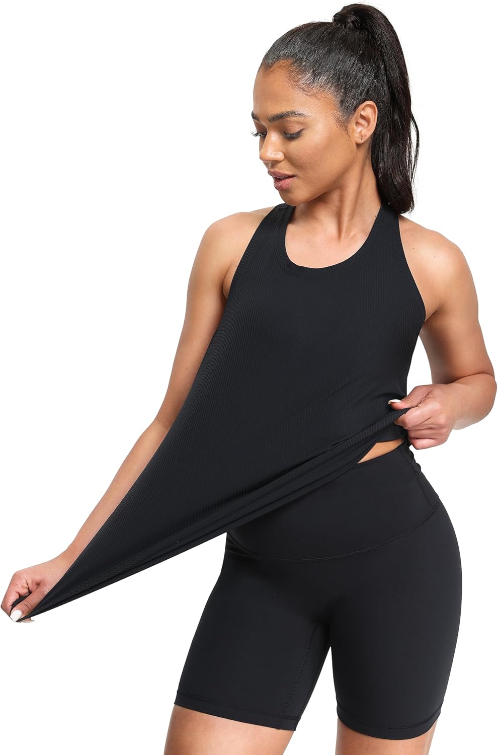 YUNOGA Women's Workout Tops Athletic Tank Tops - Scoop Neck Sleeveless Loose Fit Racerback Yoga Running Gym Shirts