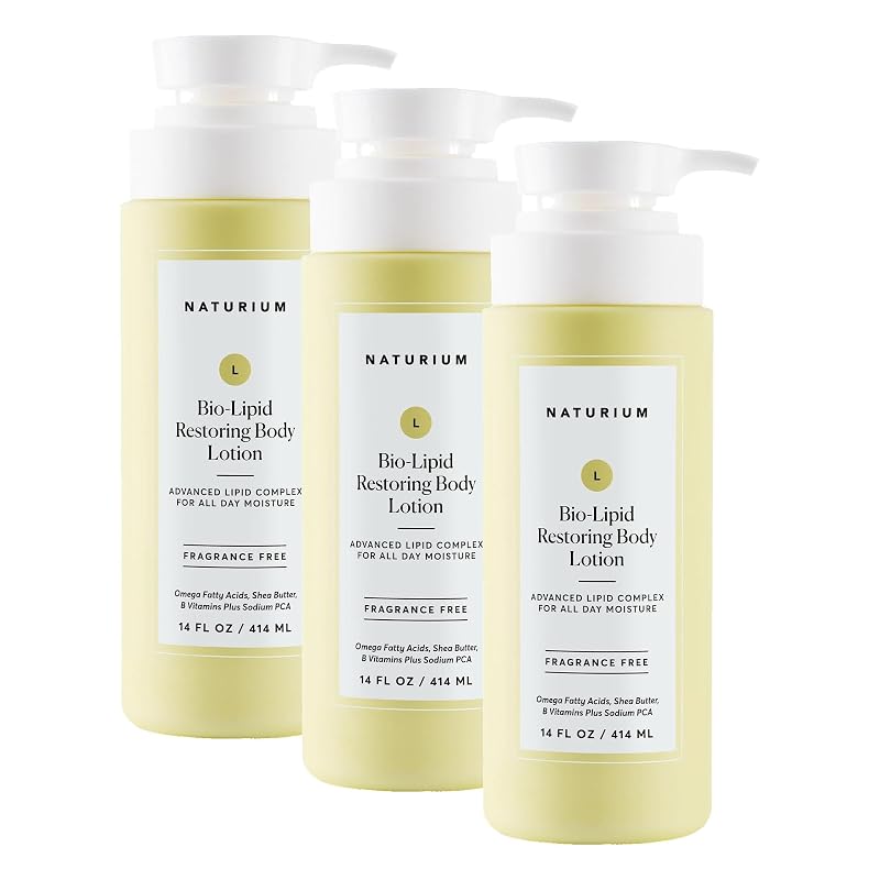 Loção corporal hidratante Naturium Bio-Lipid Restoring com manteiga de karité, sem fragrância, pacote com 3