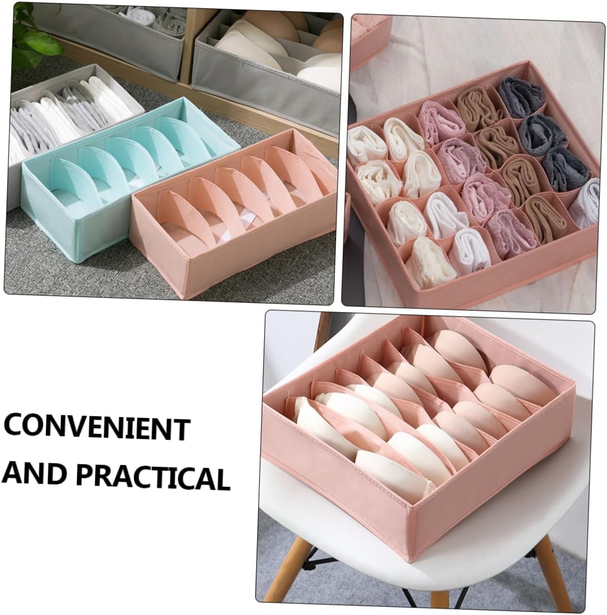 Underwear Storage Box for Bras Socks Panties Portable Lightweight Organizer for Closet Dresser Travel Space Saving Clothes Storage Case