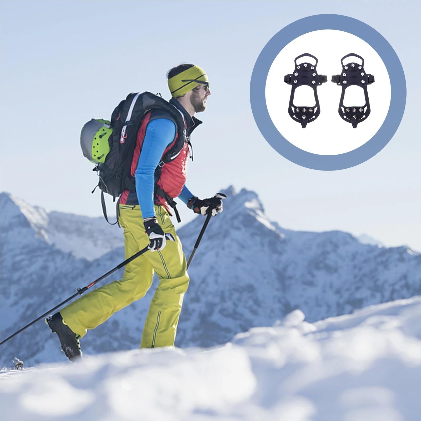 Steigeisen 2Pcs Antislip Ice Cleats Shoe Grips for Boots Sports Outdoor Winter Crampons Lightweight Nonslip Tools für Wanderschuhe
