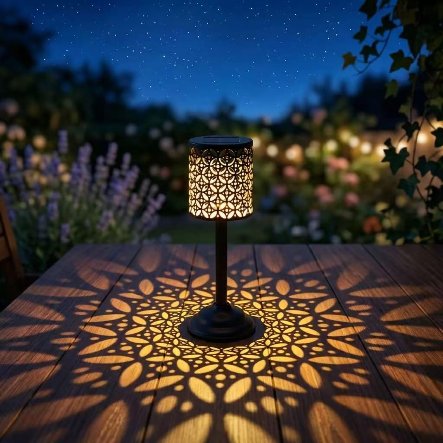 Solarna lampa stołowa z piwonii na zewnątrz, wodoodporna IP65, ogród, patio, lampka nocna, dekoracyjna kwiatowa lampa biurkowa na dziedziniec, balkon, imprezę, ciepła biel (czarna, 1 sztuka)