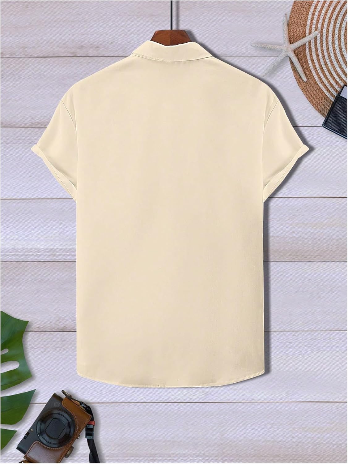 SOLY HUX Men's Button Down Shirt Geometric Print Collared Short Sleeve Casual Summer Shirts - Image 2