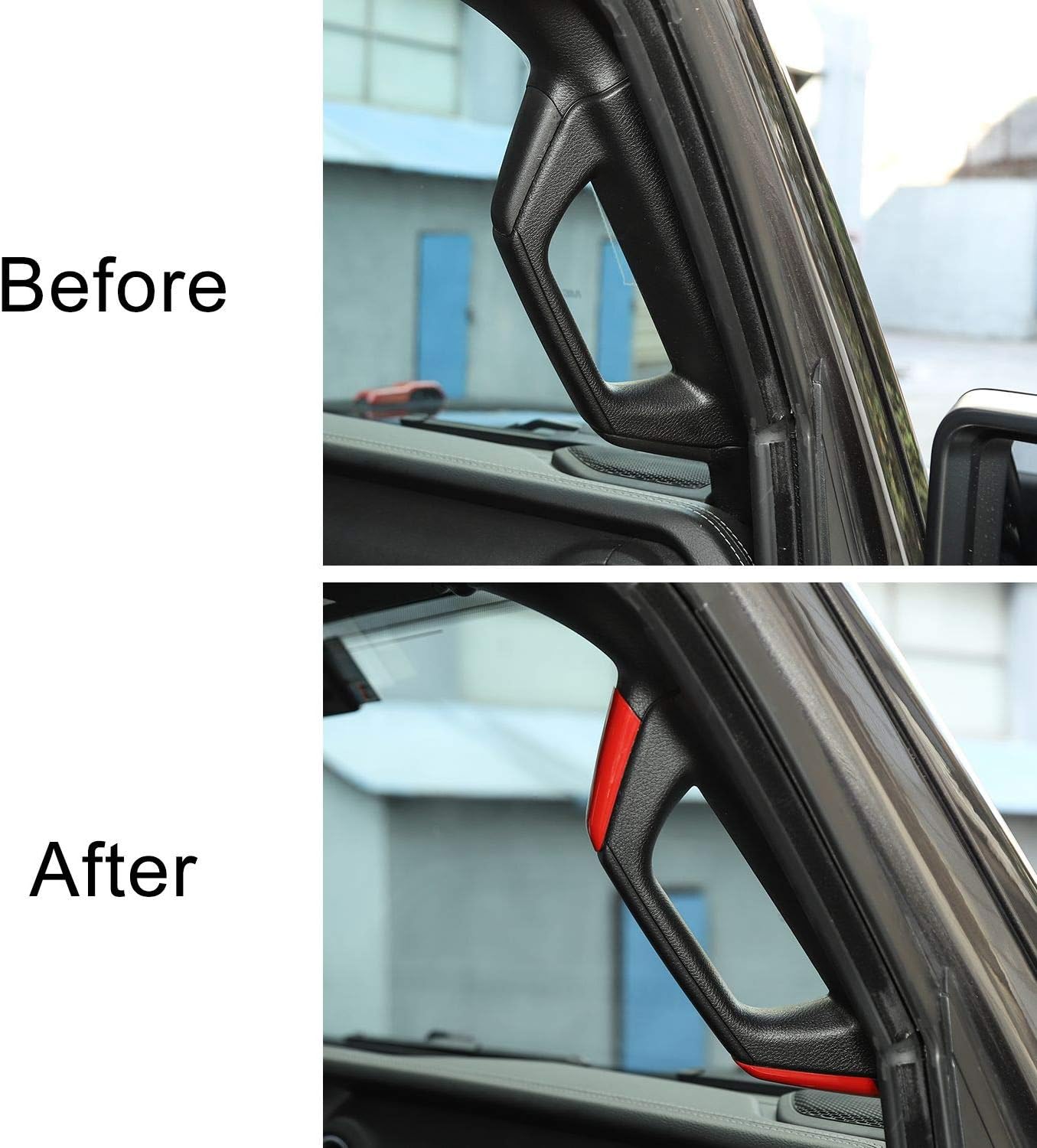 Voodonala for Jeep JL A&B Pillar Grab Handles Trim Cover for 2018-2023+ Jeep Wrangler Accessories JL JLU Gladiator JT 4XE Interior Accessories, ABS Red 8pcs