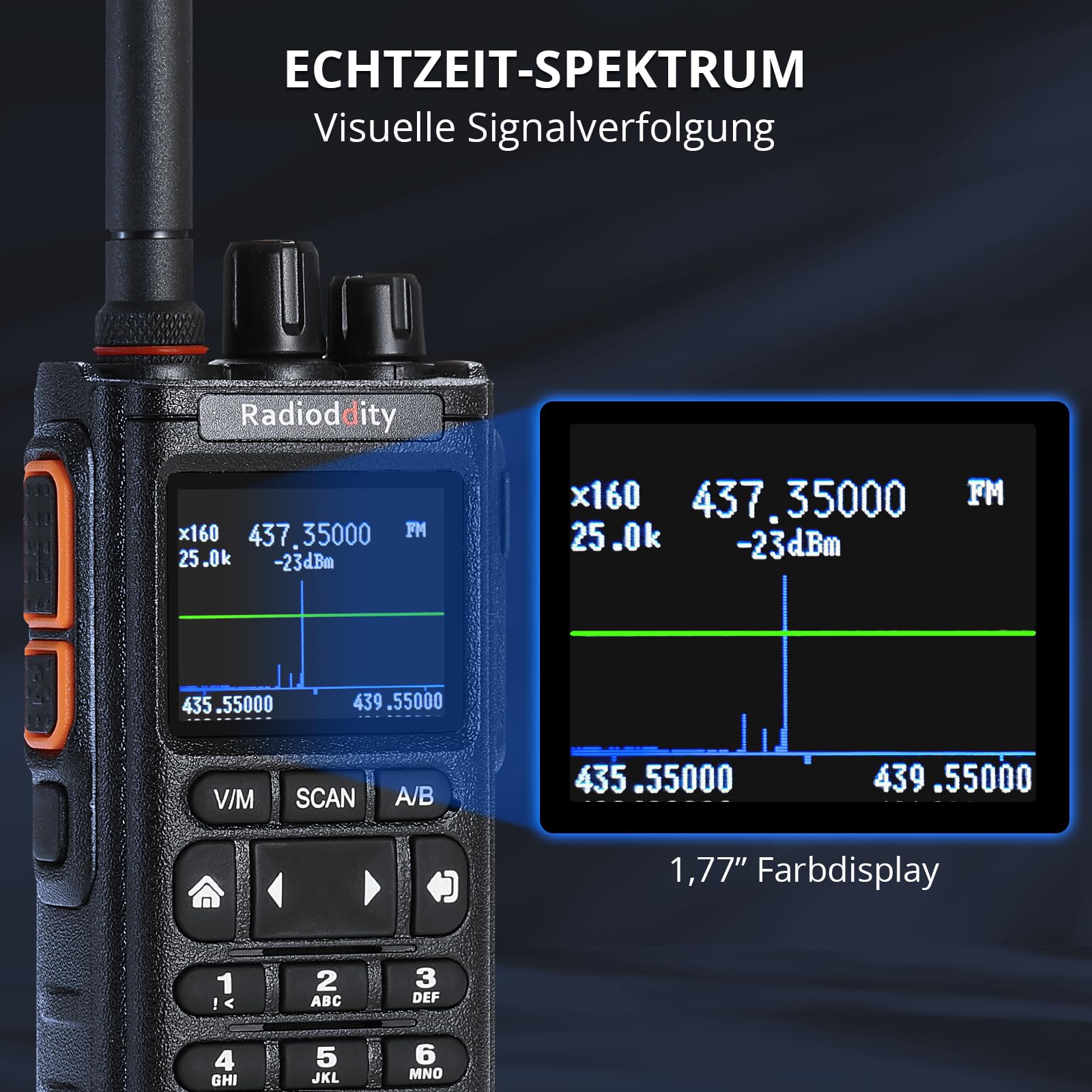 Radioddity GS-10B Pro 8W Amateurfunk, mit Echtzeit-Spektrum-Anzeige | HF SSB CW Flugfunk UKW Empfänger, BT App-Programmierung, 999CH, mit Donut-Antennen, Tragbares Funkgerät für POTA