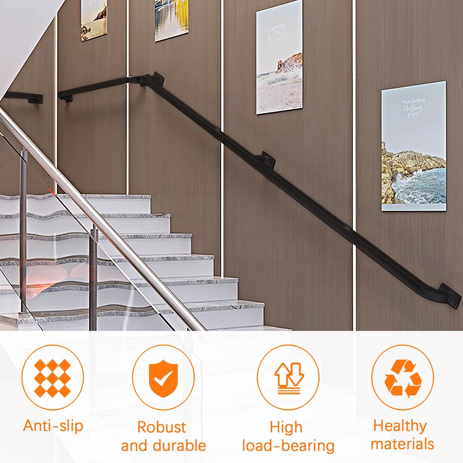 Corrimano Per Scale In Legno Di Pino - Ringhiera Di Sicurezza Per Anziani E Bambini, Lunghezza 50cm - Foto 12