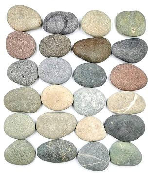 24 Extra-Large Rocks for Painting Bulk Multi-Colored Craft Rock Painting Stones, 3.5 - 4.5 inch Smooth and Flat, Non-Porous Painting Rocks, 100% Natural River Rocks for Mandala and Kindness Stones