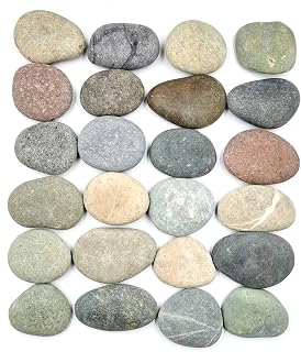 24 Extra-Large Rocks for Painting – Bulk Multi-Colored Craft Rock Painting Stones, 3.5” - 4.5” inch Smooth and Flat, Non-Porous Painting Rocks, 100% Natural River Rocks for Mandala and Kindness Stones